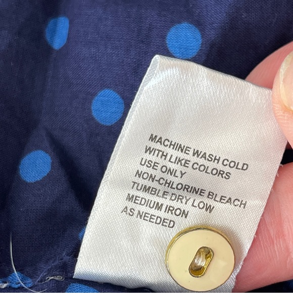 Birds Of Paradis by Trovata Women's Navy Blue Polka Dot Long Sleeve Shirt Size S - Picture 9 of 11